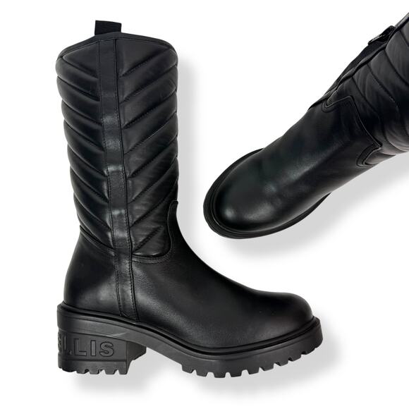 New Italian MARC ELLIS black leather motorcycle platform combat boots - Picture 16 of 16